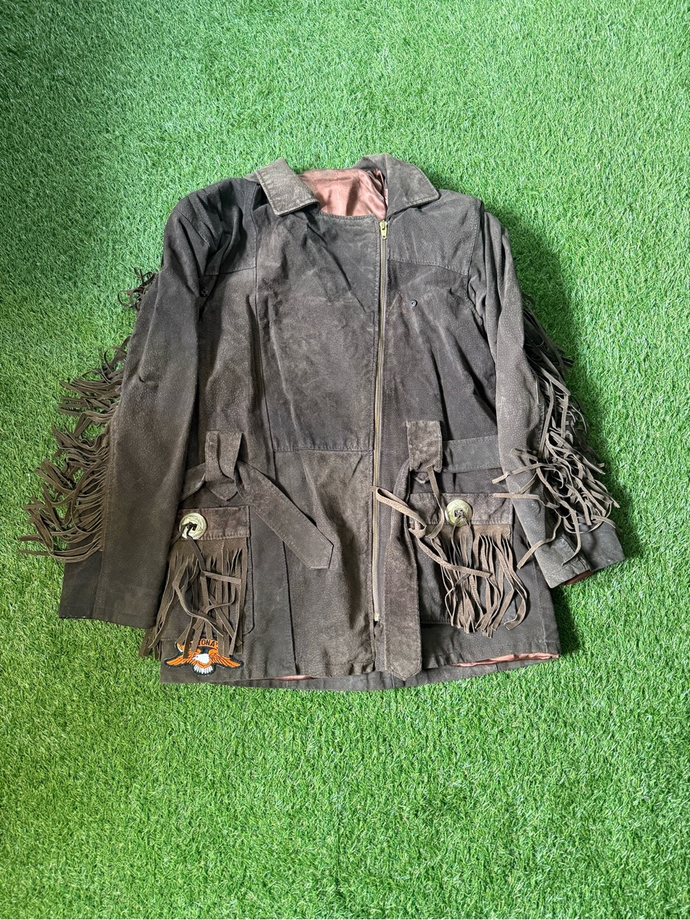 Vintage 80-90s Brown Suede Fringe biker’s Jacket - Casual Western Style